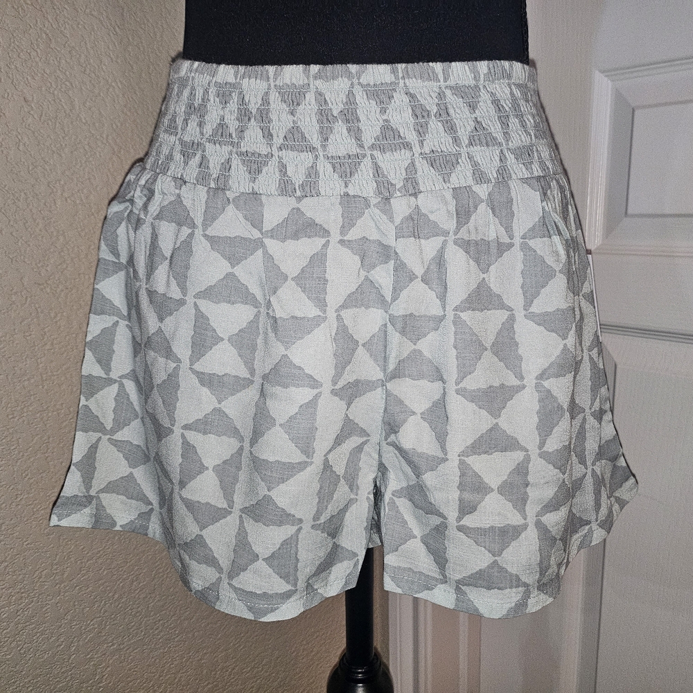 O'Neill High Waist Geometric Gray/Blue Shorts